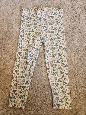 Baby Boden Cream Leggings with Colorful Floral & Chick Print 2-3Y